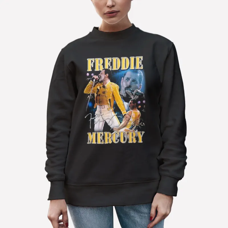 Unisex Sweatshirt Black Vintage Freddie Mercury Official Live T Shirt
