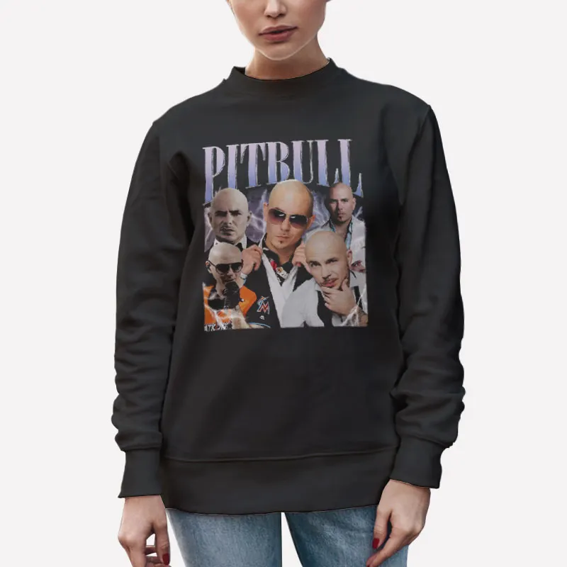 Unisex Sweatshirt Black Vintage Inspired Rap Hip Hop Pitbull Shirt