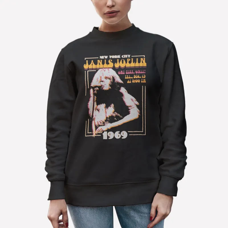 Unisex Sweatshirt Black Vintage New York City Janis Joplin T Shirt