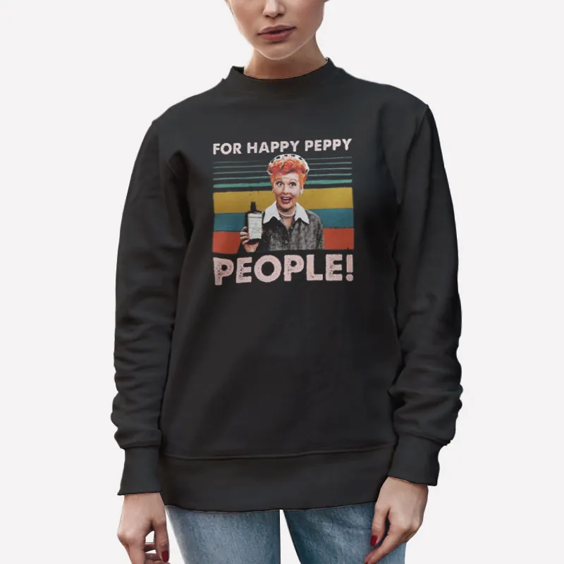 Unisex Sweatshirt Black Vintage Pretty Lucy For Happy Peppy People T Shirt