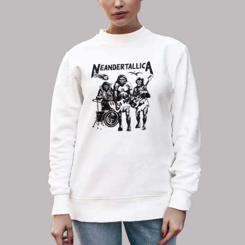 Unisex Sweatshirt White Neanderthal Heavy Metal Band Neandertallica T Shirt
