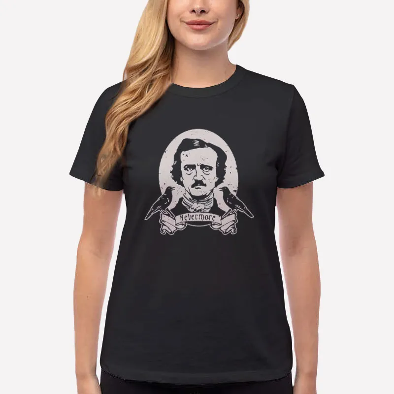 Women T Shirt Black Edgar Allan Poe Quoth The Raven Nevermore T Shirt