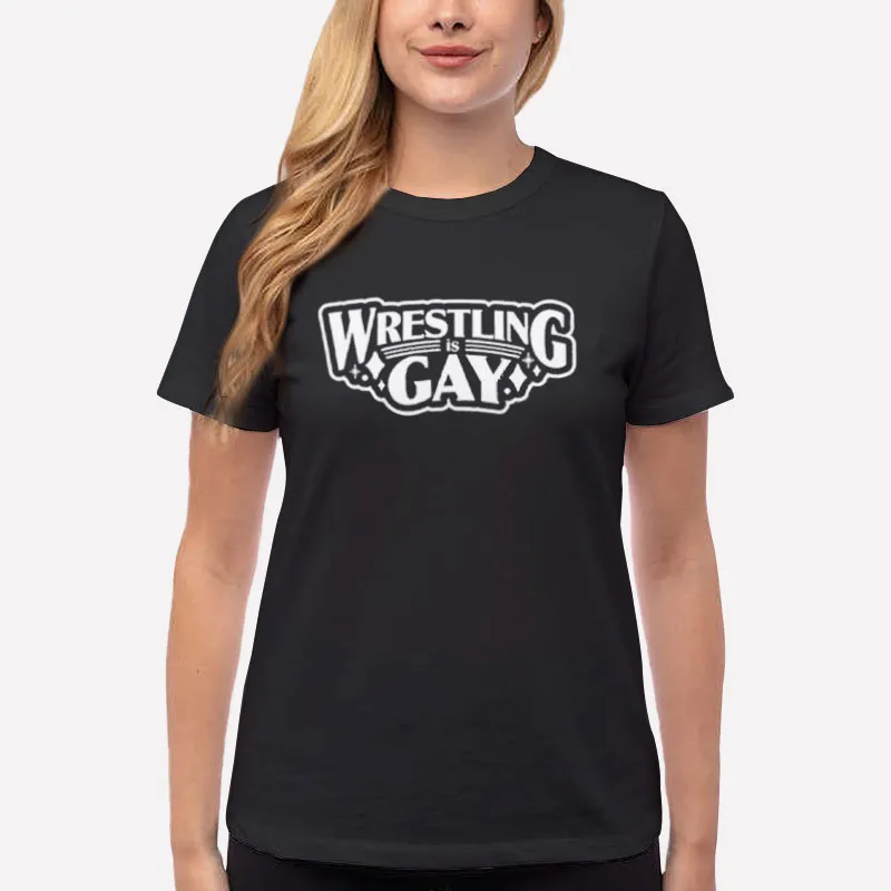 Women T Shirt Black Funny Lgbtq Wrestling Is Gay Shirt