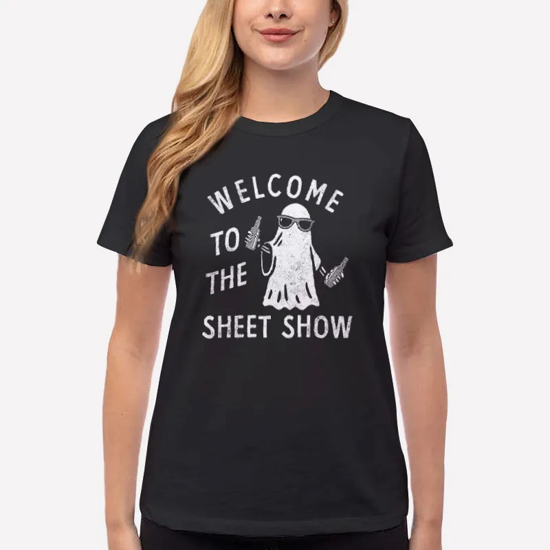 Women T Shirt Black Halloween Ghost Welcome To The Sheet Show Shirt