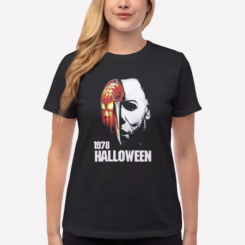 Women T Shirt Black Halloween Scary Horror Slasher Michael Myers Shirt
