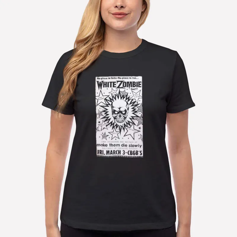 Women T Shirt Black Monster Yell White Zombie Shirt