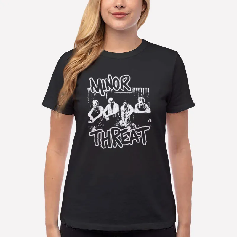 Women T Shirt Black Retro Band Shot Minor Threat Shirt