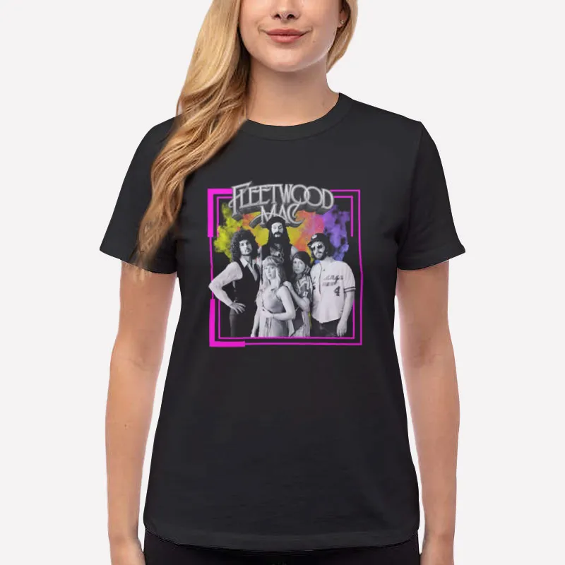 Women T Shirt Black Retro Vintage Rock Band Fleetwood Mac Shirt
