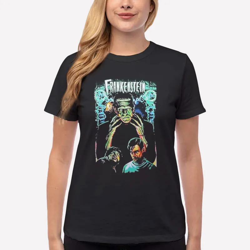 Women T Shirt Black Universal Monsters Dr Frankenstein Shirt