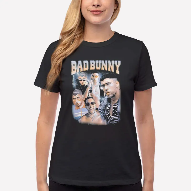 Women T Shirt Black Vintage Bad Bunny Heavy Metal Yhlqmdlg Shirt