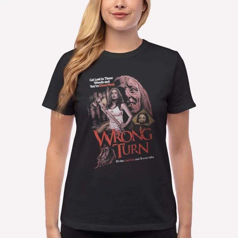 Women T Shirt Black Vintage Death Is Coming Wrong Turn Movie Shirt