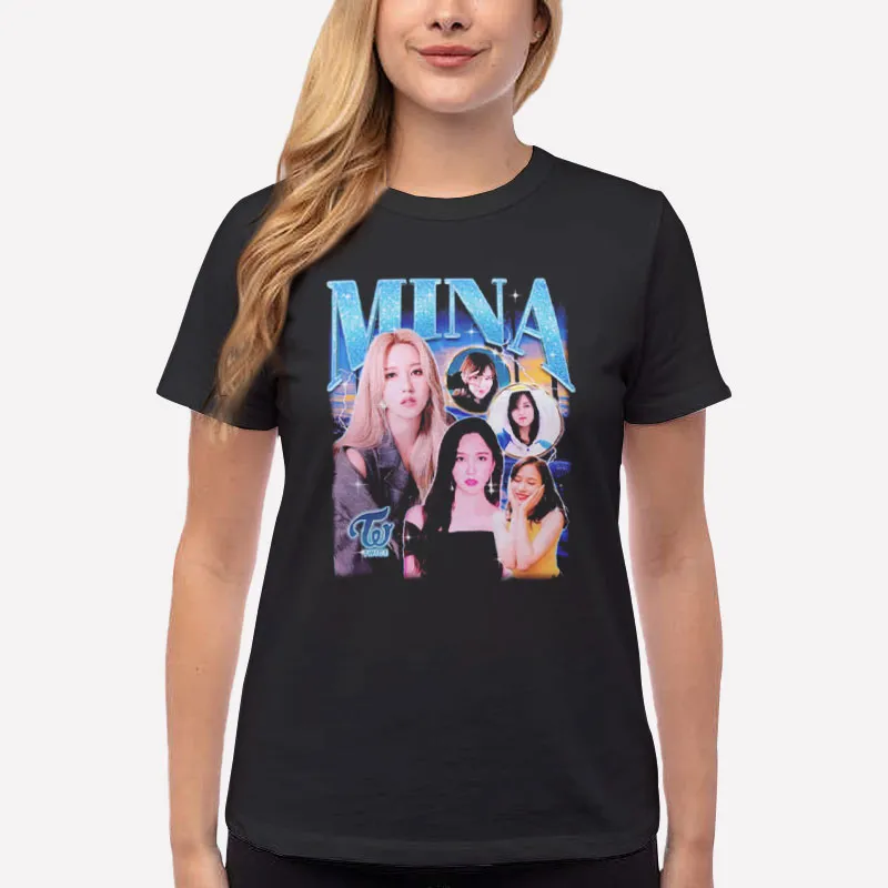 Women T Shirt Black Vintage Inspired Twice Mina Kpop Merch T Shirt