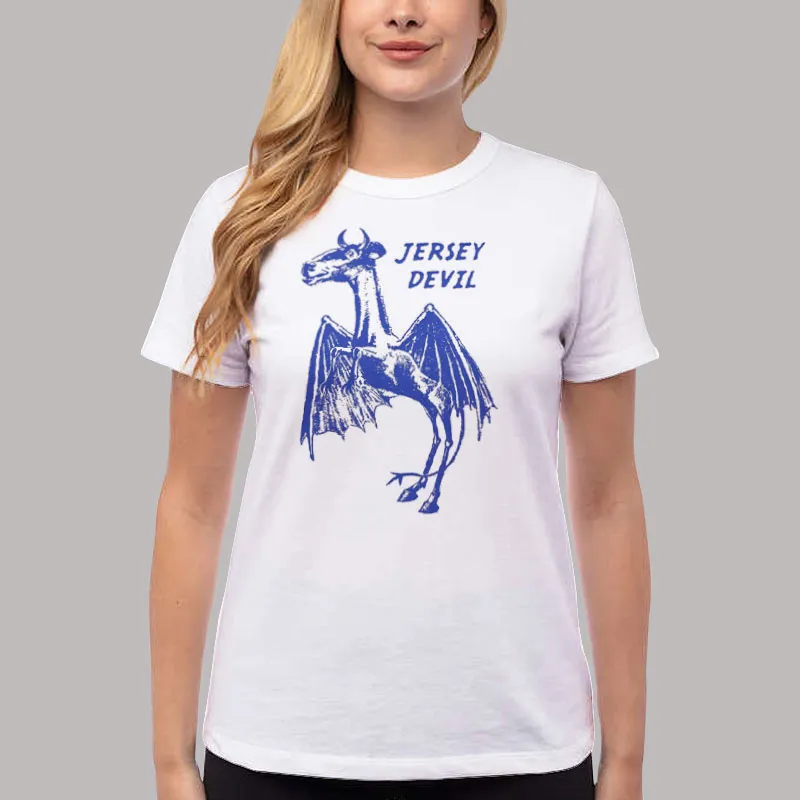 Women T Shirt White Jersey Devil Weird Mythical Creature Shirts
