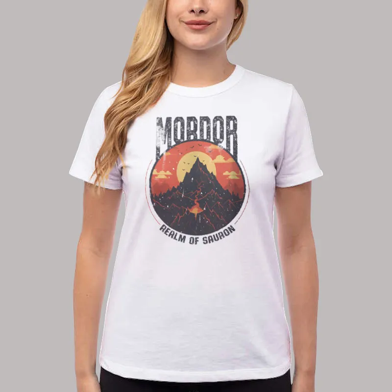Women T Shirt White Sauron Hobbit Merch Mordor Lotr Shirt