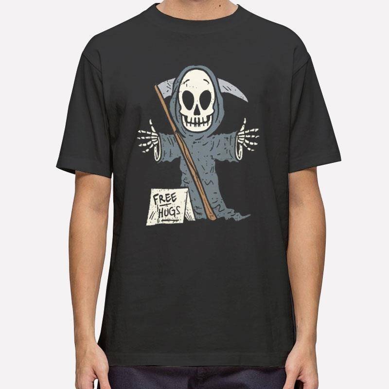 Funny Free Hugs Reaper Skull Rock T Shirt