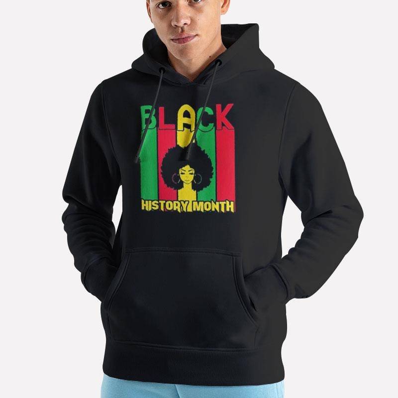 Unisex Hoodie Black Black History Month Afro Girl African Pride Shirt