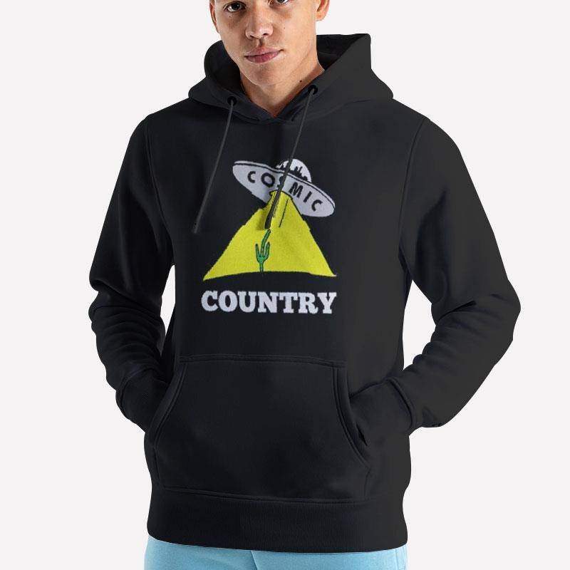 Unisex Hoodie Black Cactus Space Ship Cosmic Country T Shirt