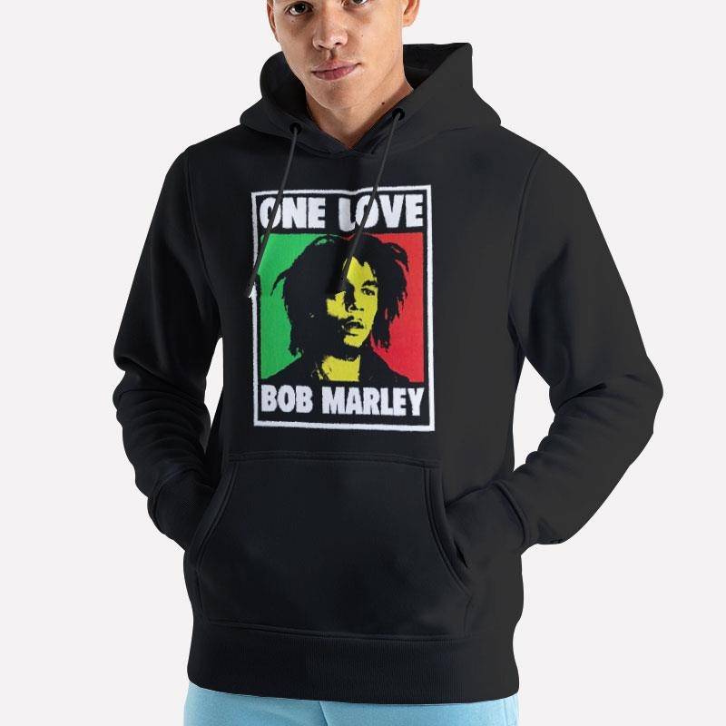 Unisex Hoodie Black Retro Bob Marley Smoking Rasta One Love T Shirt