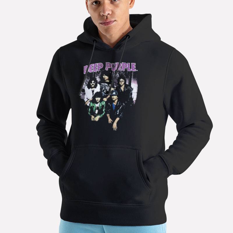 Unisex Hoodie Black Vintage Deep Purple Band In Concert Shirt