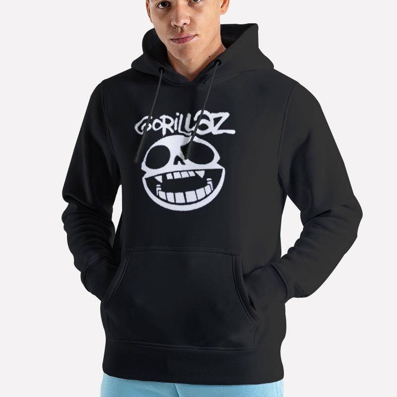 Unisex Hoodie Black Vinyage Inspired Gorillaz Face T Shirt