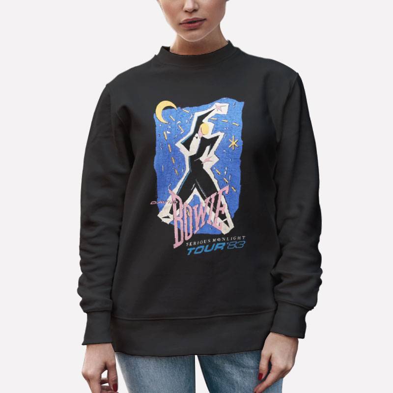 Unisex Sweatshirt Black David Bowie Serious Moonlight Tour 83 T Shirt