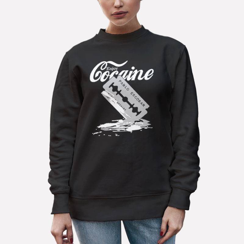 Unisex Sweatshirt Black Enjoy Cocaine Drug Razor Blade T Shirt