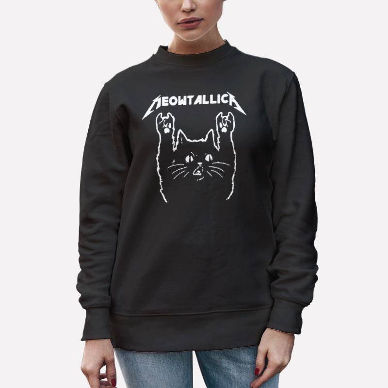 Unisex Sweatshirt Black Funny Meowtallica Rock Cat Metal T Shirt
