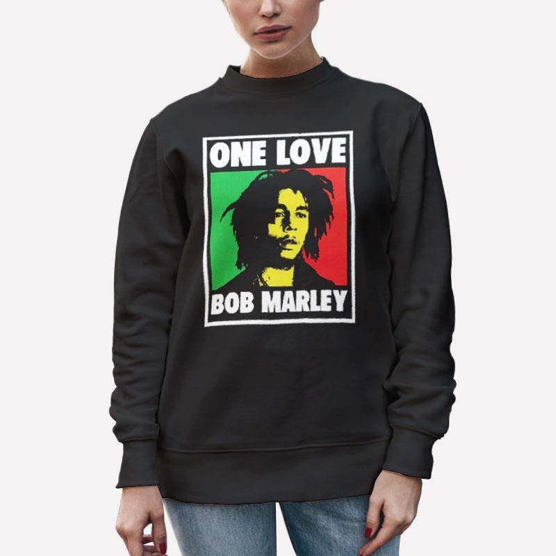 Unisex Sweatshirt Black Retro Bob Marley Smoking Rasta One Love T Shirt