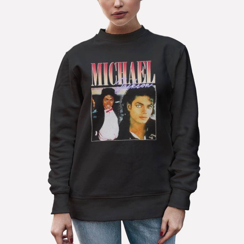 Unisex Sweatshirt Black Retro Vintage Michael Jackson King Of Pop T Shirt