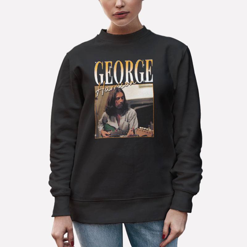 Unisex Sweatshirt Black The Beatles Rock Band Music George Harrison T Shirt
