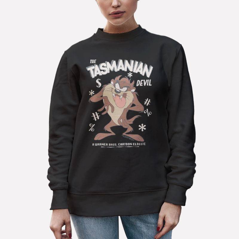Unisex Sweatshirt Black Vintage Tazmania Devil Loney Tunes T Shirt