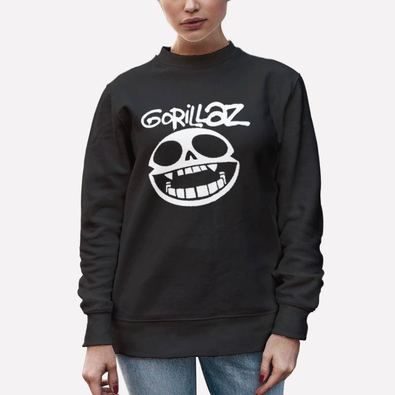 Unisex Sweatshirt Black Vinyage Inspired Gorillaz Face T Shirt