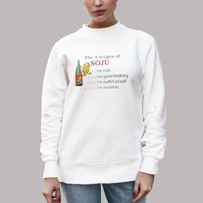 Unisex Sweatshirt White Garfield The 4 Stages Of Soju T Shirt