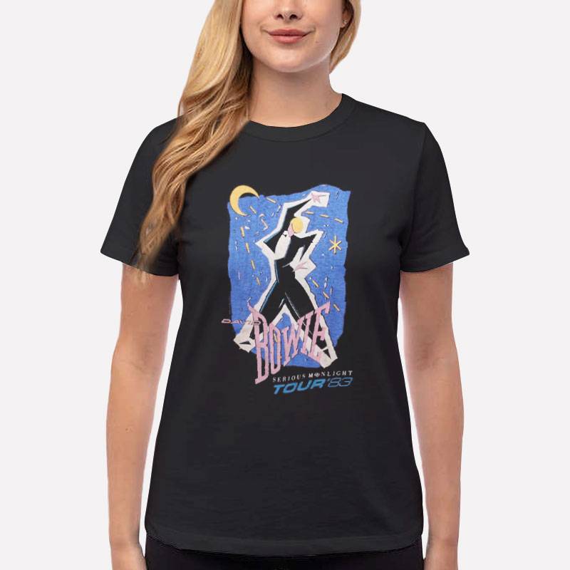 Women T Shirt Black David Bowie Serious Moonlight Tour 83 T Shirt