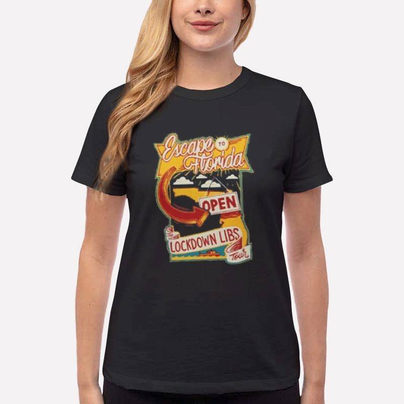 Women T Shirt Black Escape To Florida Ron Desantis Campaign Shirt Two Side Print