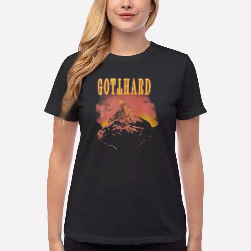 Women T Shirt Black Retro Vintage Gotthard 1998 Tour T Shirt