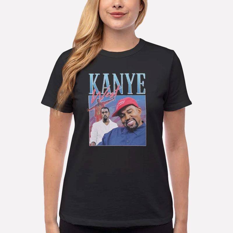 Women T Shirt Black Retro Vintage Kanye West Singer T Shirt