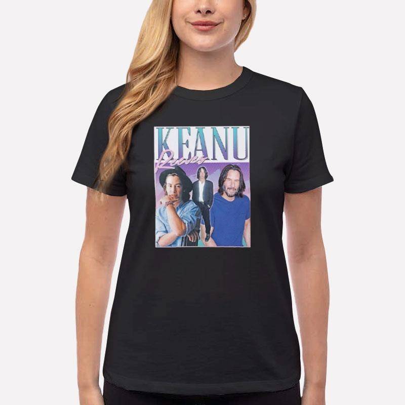 Women T Shirt Black Retro Vintage Keanu Reeves Actor T Shirt