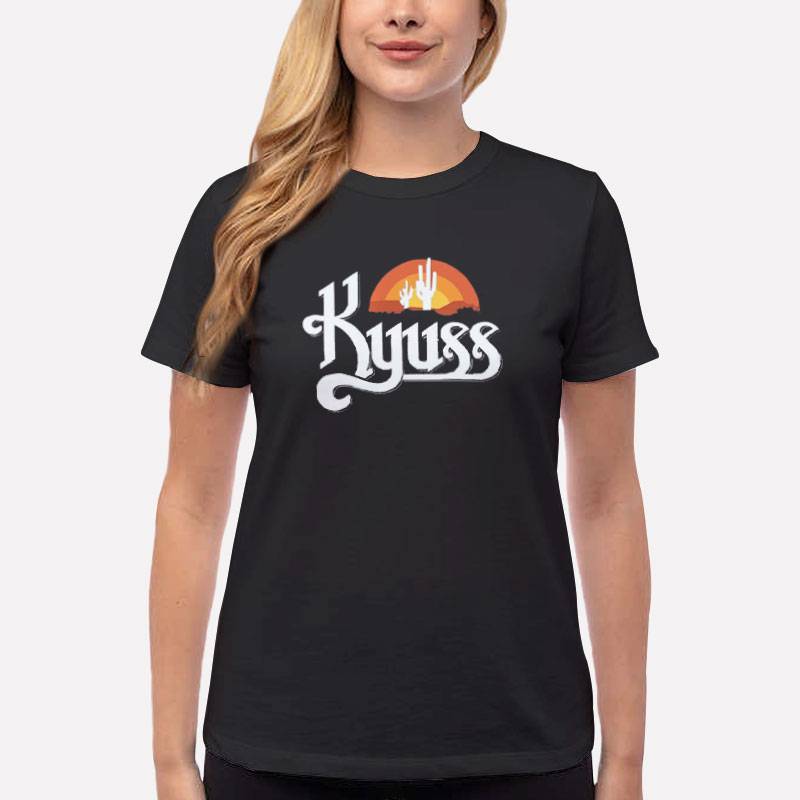 Women T Shirt Black Retro Vintage Kyuss Rock Band T Shirt