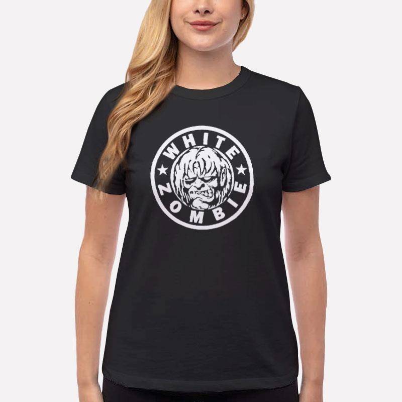 Women T Shirt Black Retro Vintage White Zombie Band T Shirt