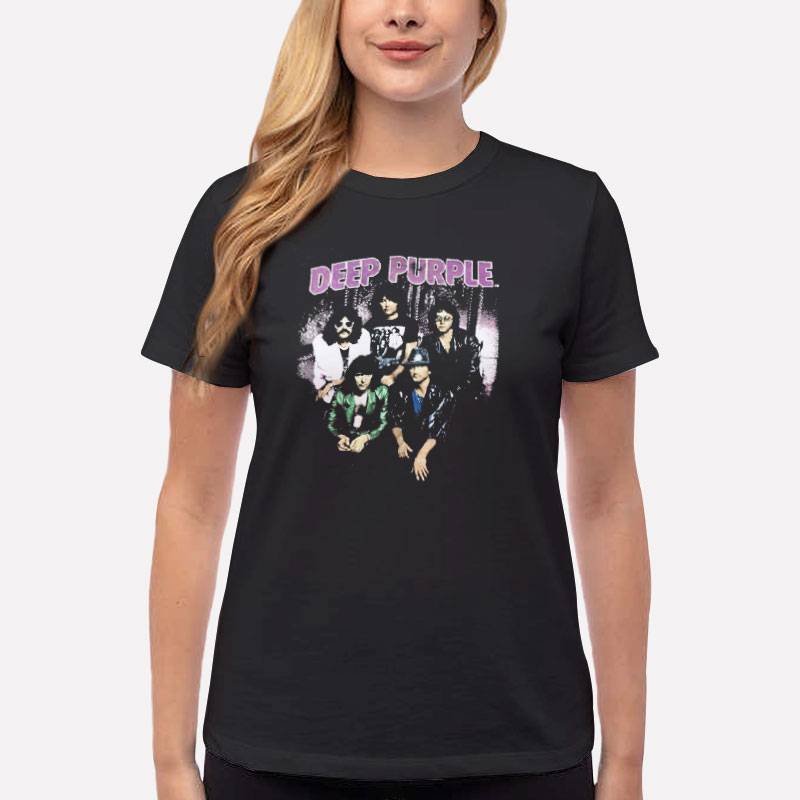 Women T Shirt Black Vintage Deep Purple Band In Concert Shirt
