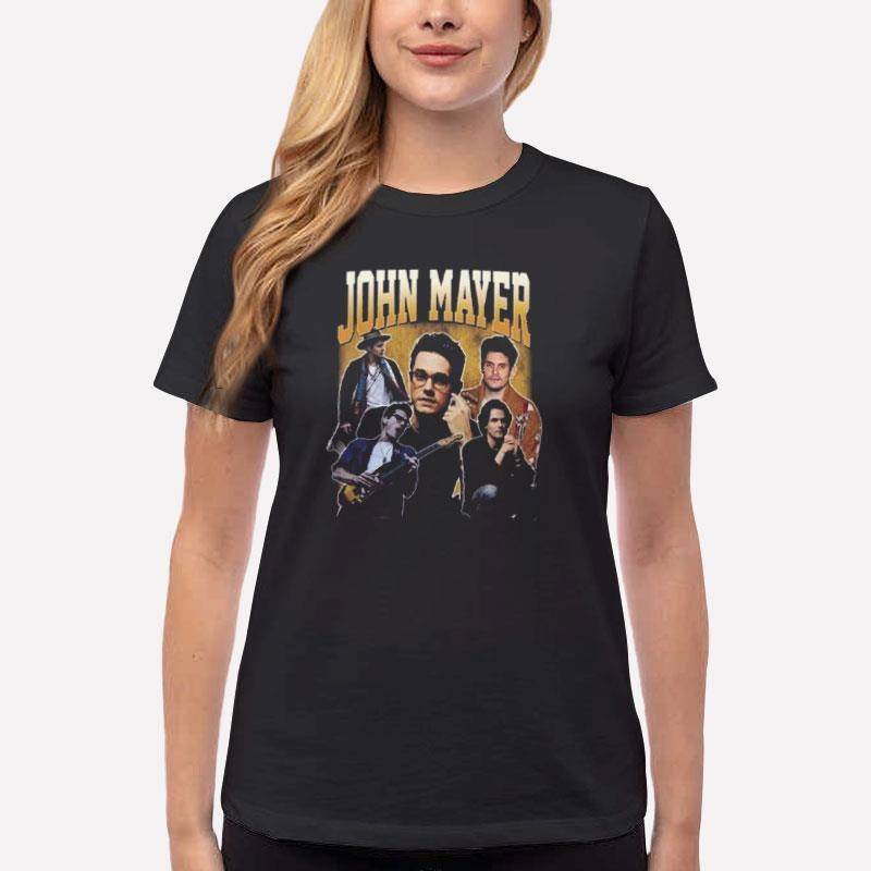 Women T Shirt Black Vintage John Mayer Solo Tour T Shirt