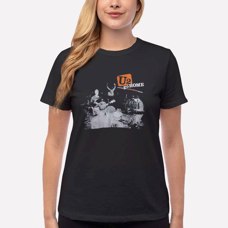 Women T Shirt Black Vintage U2 Go Home Irish Rock Band T Shirt