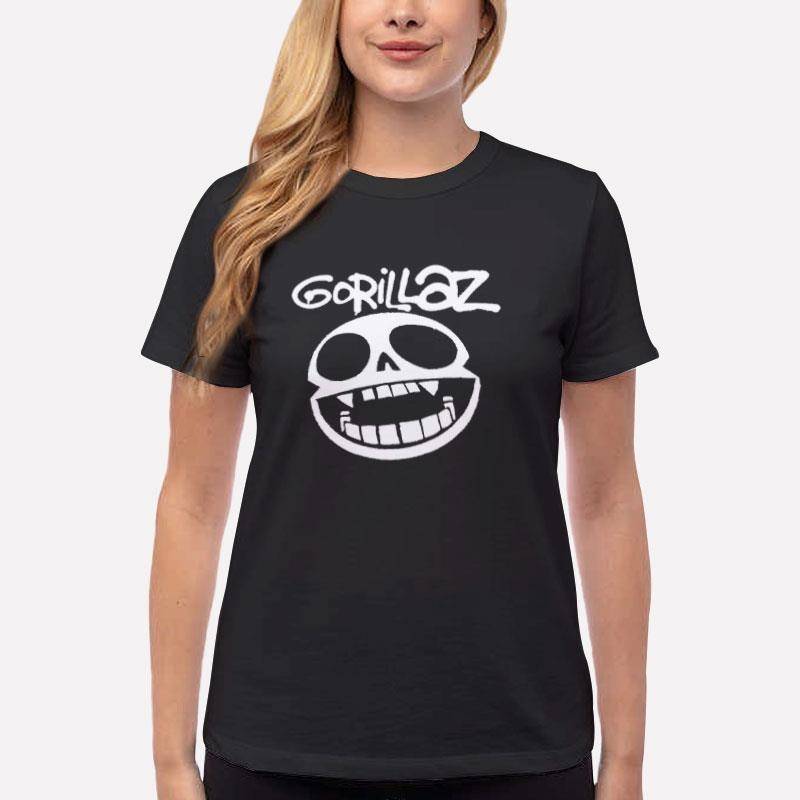 Women T Shirt Black Vinyage Inspired Gorillaz Face T Shirt