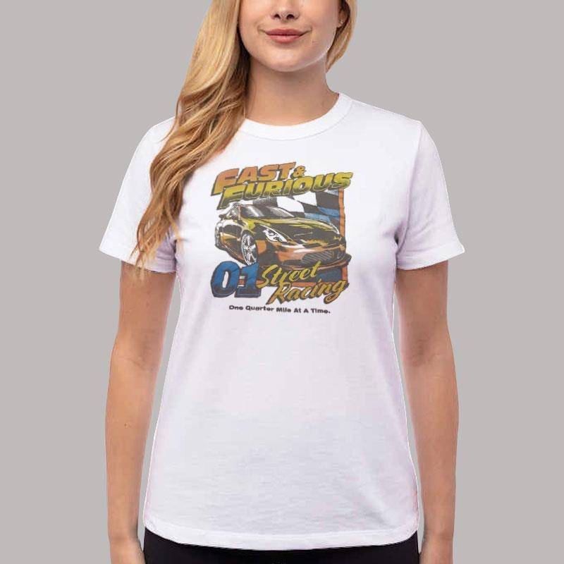 Women T Shirt White Fast And Furious Street Racing T Shirt