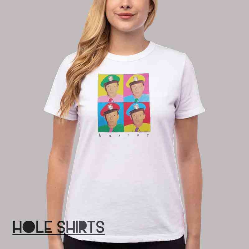 Vintage Color Portrait Barney Shirt Women T Shirt White