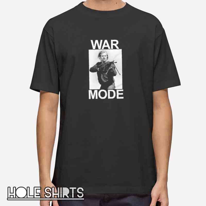 Portrait Graphic War Mode merch t-shirt featuring bold portrait illustration design, streetwear-inspired graphic tee for podcast fans and modern casual fashion lovers.