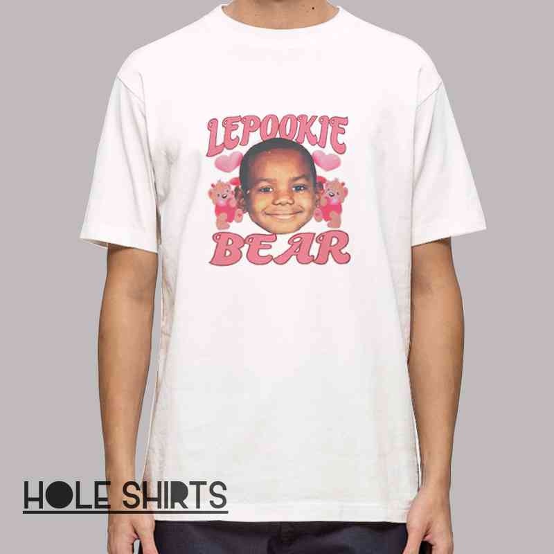 Funny Cute Face Lepookie Bear Shirt with adorable cartoon bear graphic tee, kawaii animal t-shirt, cute meme bear design shirt for kids, teens, and cute aesthetic apparel lovers