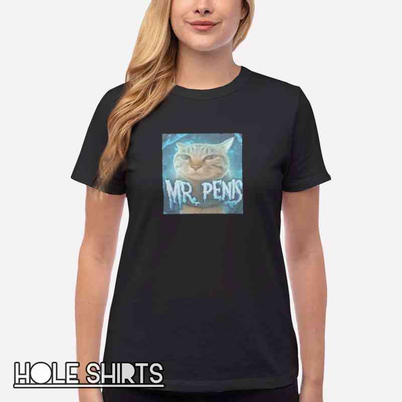 Funny Mr Penis Cat Meme Parody T Shirt Women T Shirt Black