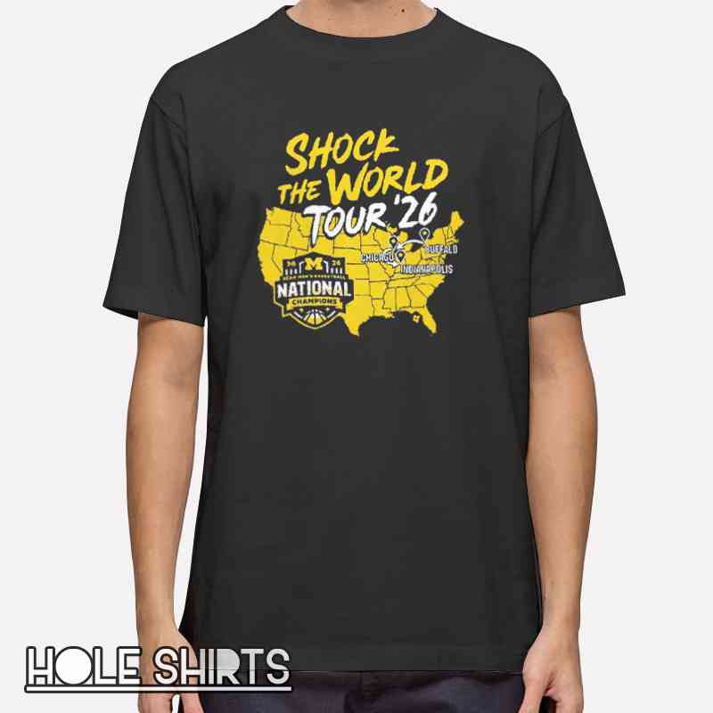 Inspired Shock The World Tour 2026 Shirt with concert-style graphic design, music tour tee, bold typography t-shirt for fans of live shows, pop culture, and streetwear fashion